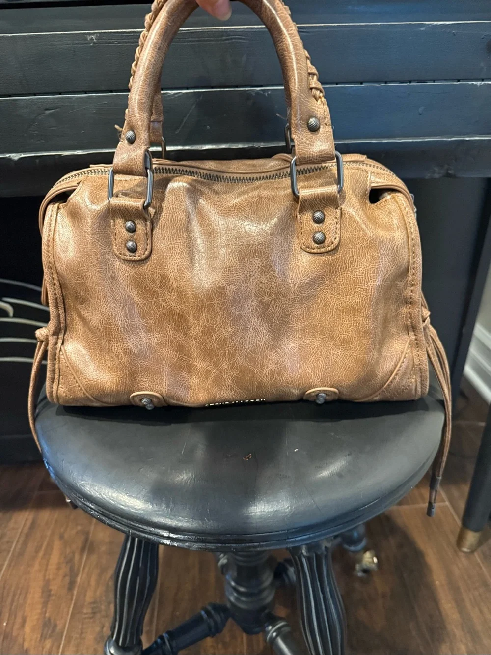 Steve Madden Tan Leatherette Satchel Handbag